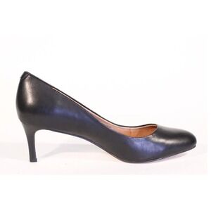 Corso Como Black Leather Round Toe Heel Pumps Classic Career Work Shoes Size 9.5